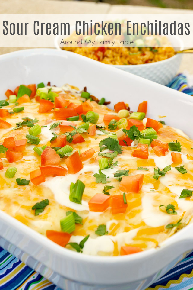 Sour Cream Chicken Enchiladas - Around My Family Table