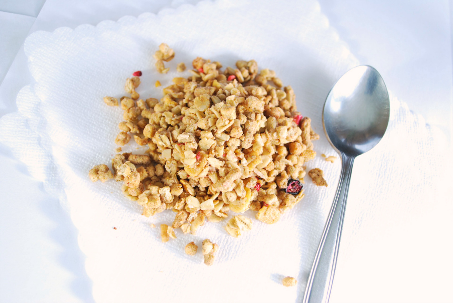 buckwheat on white napkin with spoon