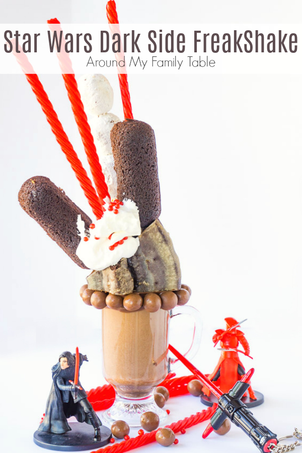 Take a sip of the dark side with my Star Wars Dark Side Freakshake....a chocolate malt milkshake topped with lots of chocolate sweets. #starwars #freakshake #milkshake #disney via @slingmama