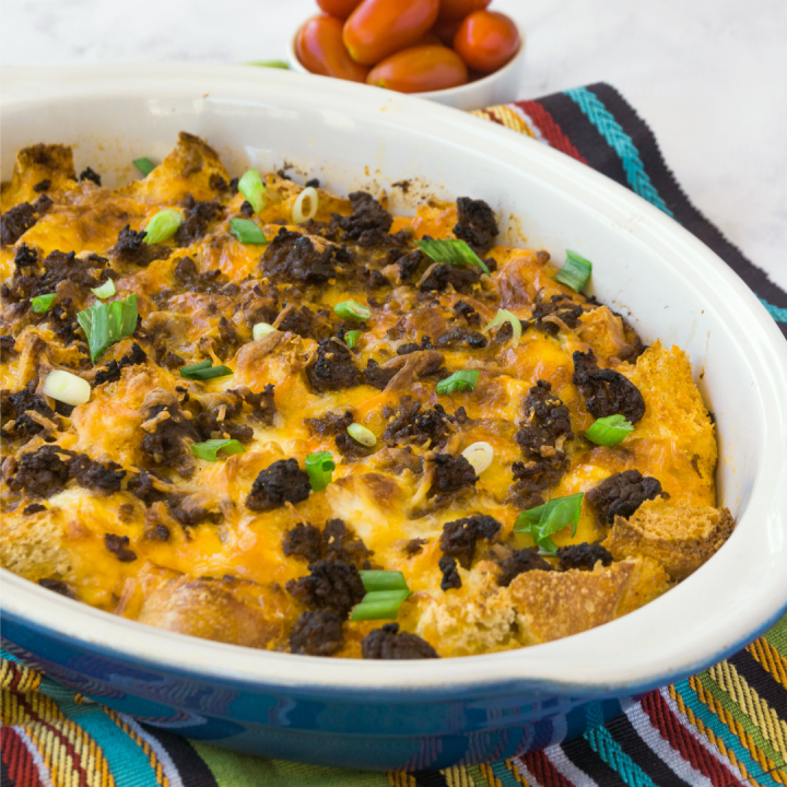 This Egg and Chorizo Casserole might just be the perfect weekend breakfast. It’s got everything you love like spicy chorizo, cheese, eggs, and sourdough bread.  