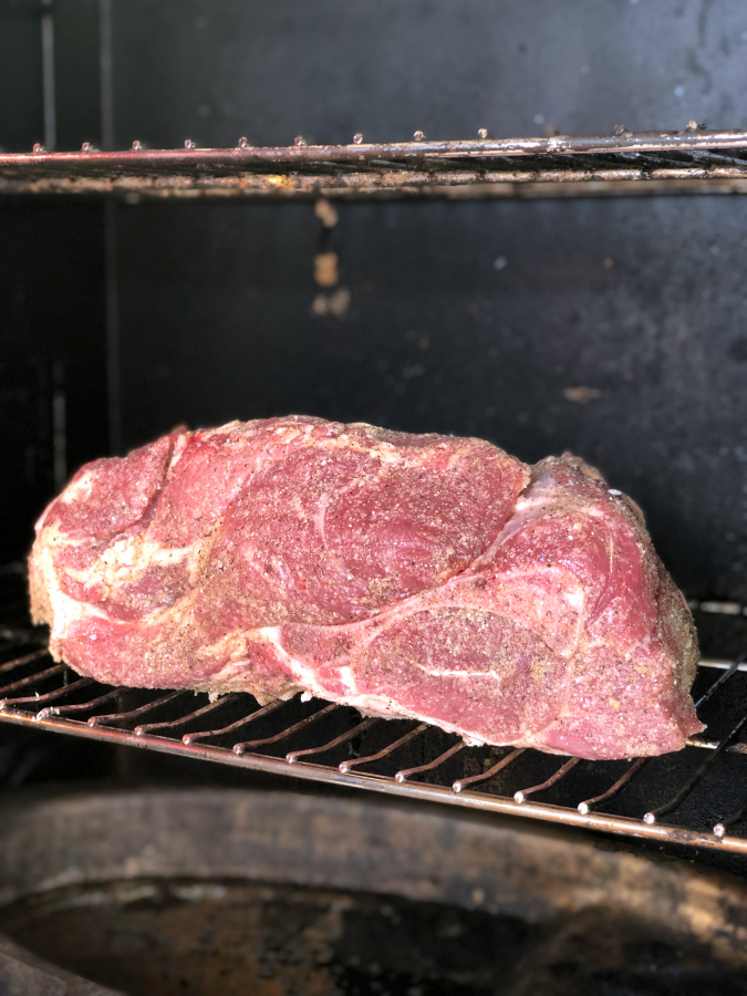 pork butt in an electric smoker