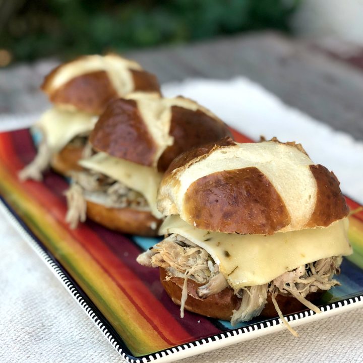 green chile pork sandwiches on plate
