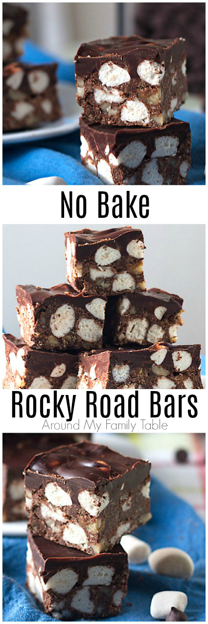 collage of rocky road bars