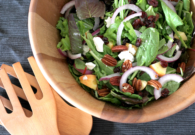 salad in wooden bowl