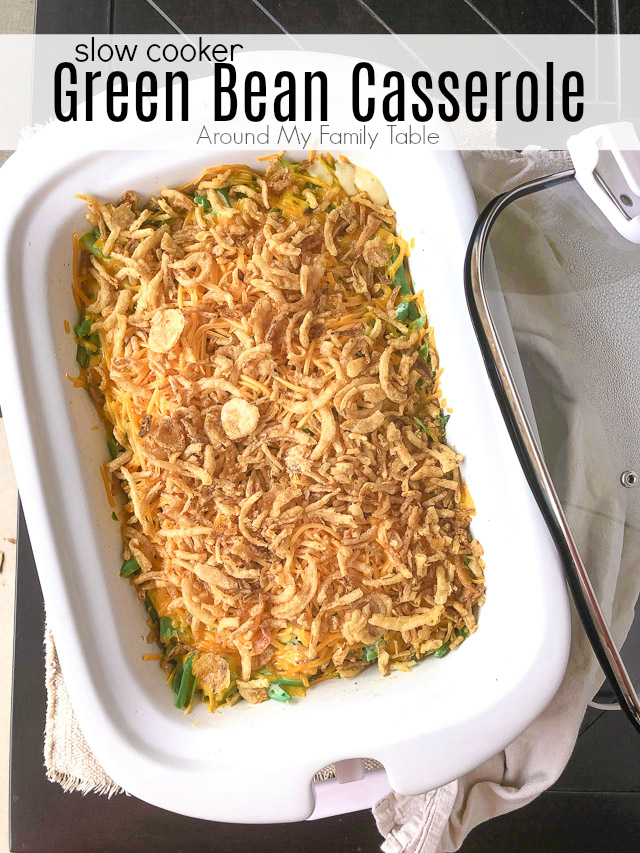 green bean casserole in a slow cooker