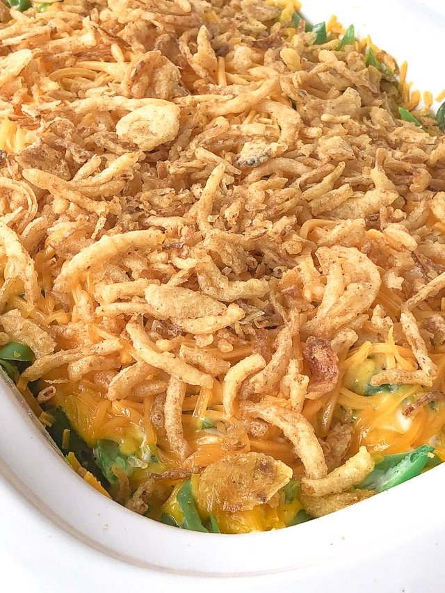 green bean casserole in a slow cooker