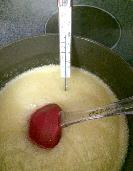 making homemade candy in a saucepan
