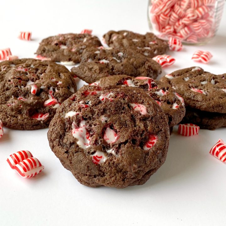 Double Chocolate Peppermint Cookies on white