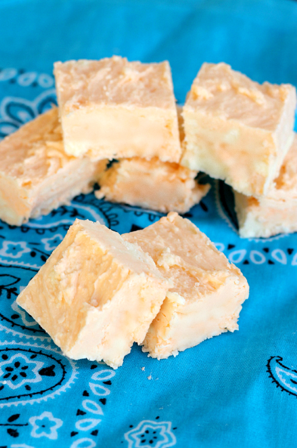 orange creamsicle fudge of blue napkin