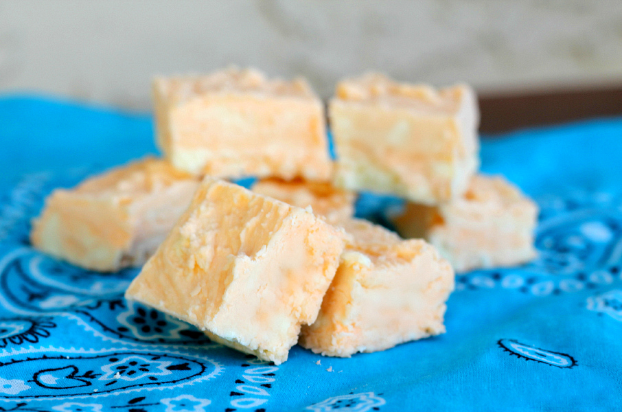 orange creamsicle fudge of blue napkin