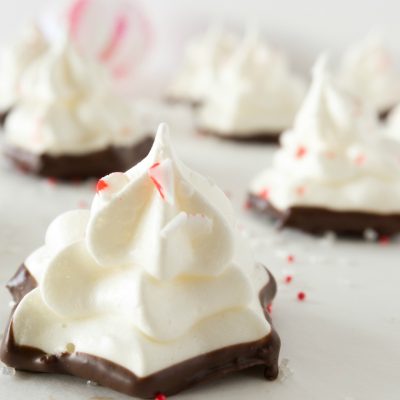 Chocolate Dipped Peppermint Meringues (Keto friendly)