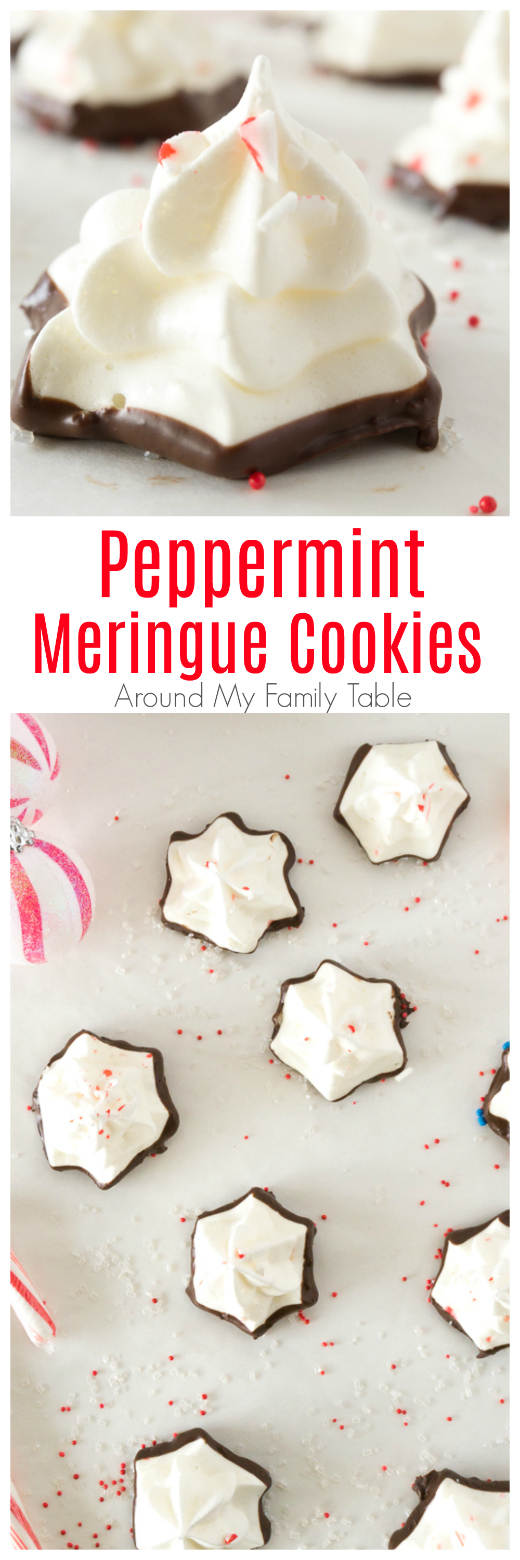 Titled photo collage: Peppermint Meringue Cookies