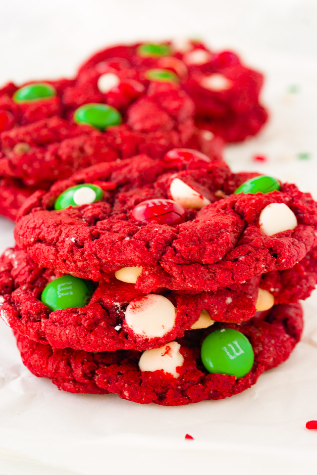 chewy red velvet cookies for Christmas