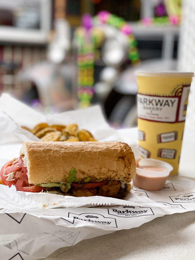 Surf n Turf Po' Boy at Parkway Bakery and Tavern