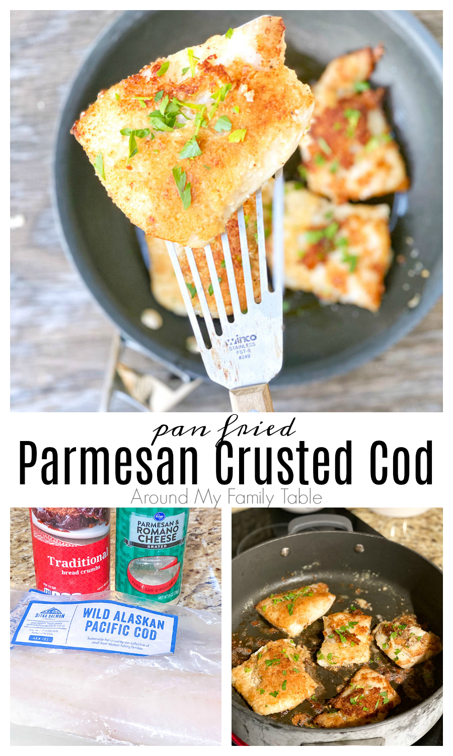 Parmesan Crusted Cod is a new family favorite. It's so simple and delicious and takes less than 30 minutes from freezer to table, including side dishes. via @slingmama