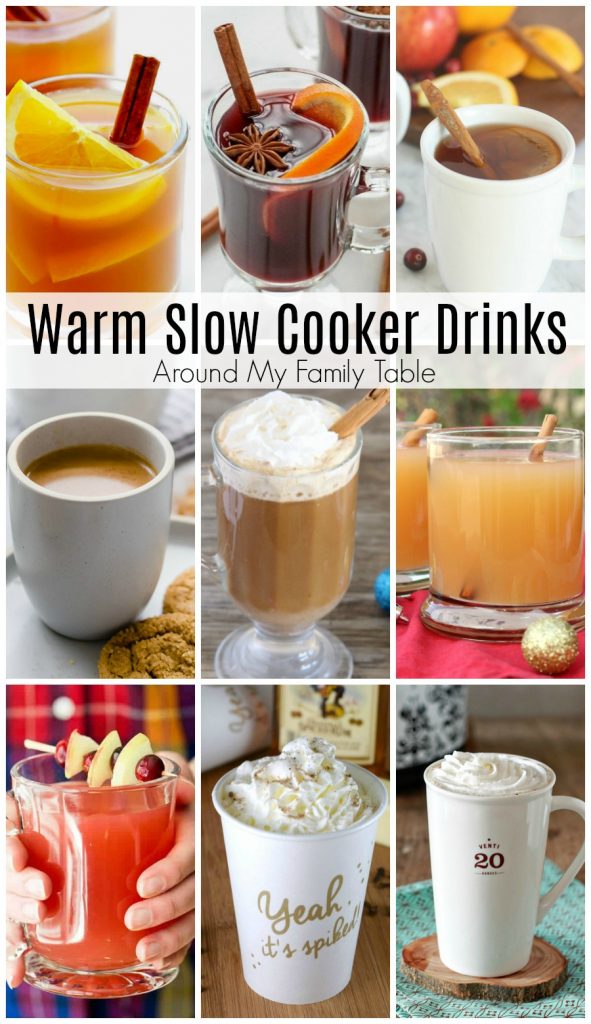 Hosting a party, then plug in your slow cooker and let the aroma of one of these Warm Slow Cooker Drinks fill your house and delight your guests this winter. #slowcooker #warmdrinks #hotdrinks #slowcookerdrinks