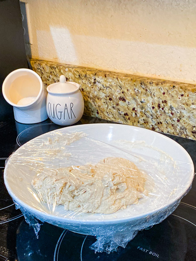 dough rising for no knead bread