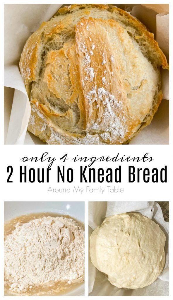 collage of 2 Hour No Knead Bread