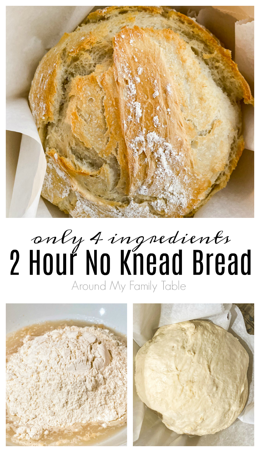 Making bread at home has never been easier than with my recipe for the Easiest 2 Hour No Knead Bread. Only 4 ingredients and 2 hours to hot, delicious bread on your table. via @slingmama