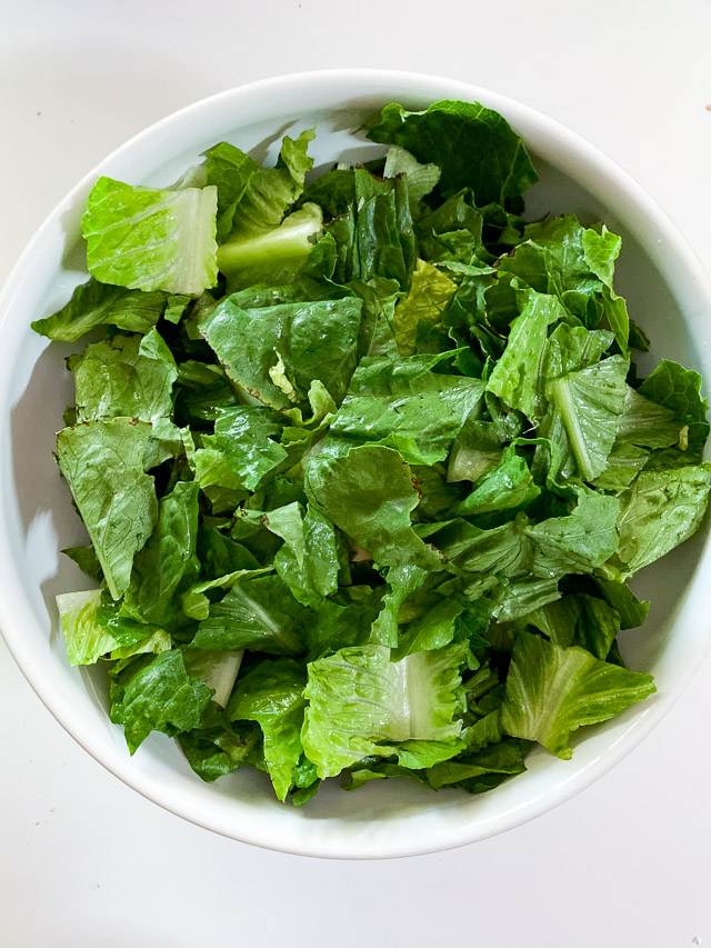 Italian Grilled Chicken Salad ingredients in a bowl