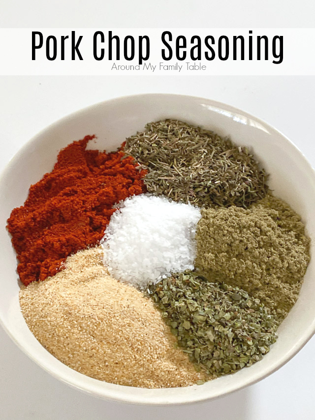 pork chop seasoning ingredients in a white bowl