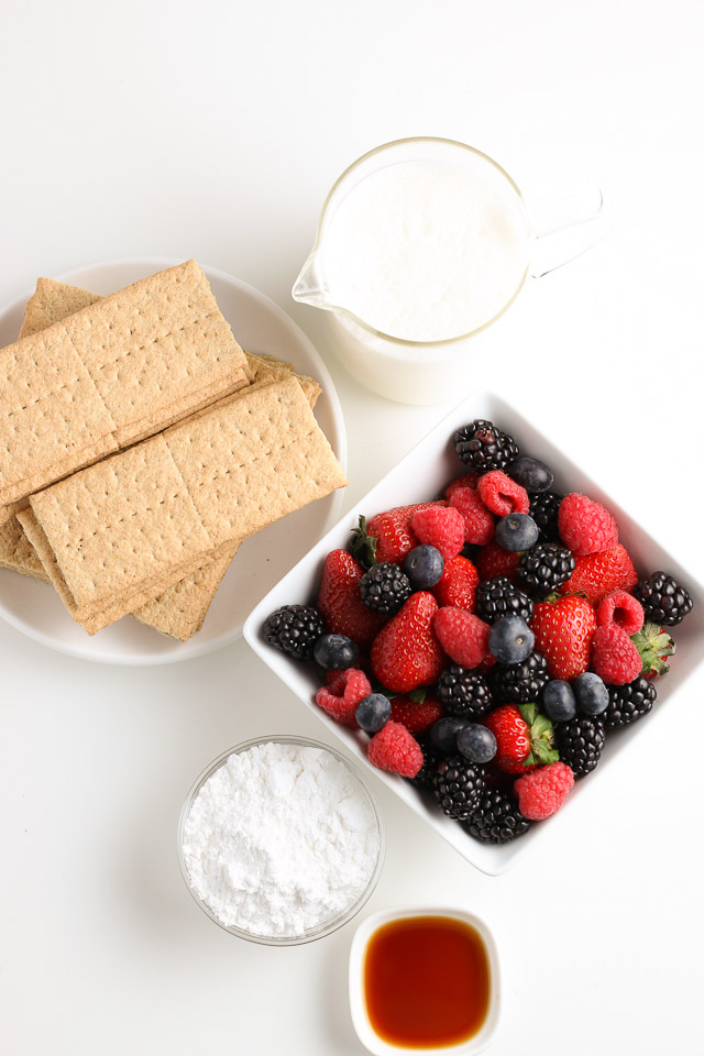 mixed berry graham cracker icebox cake ingredients