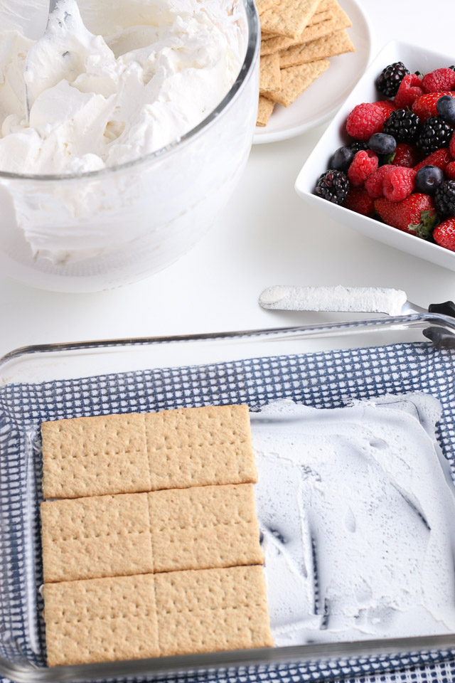 mixed berry graham cracker icebox cake process