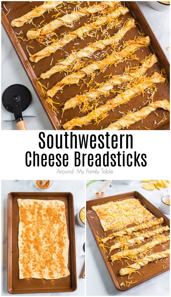 southwestern cheese breadsticks collage