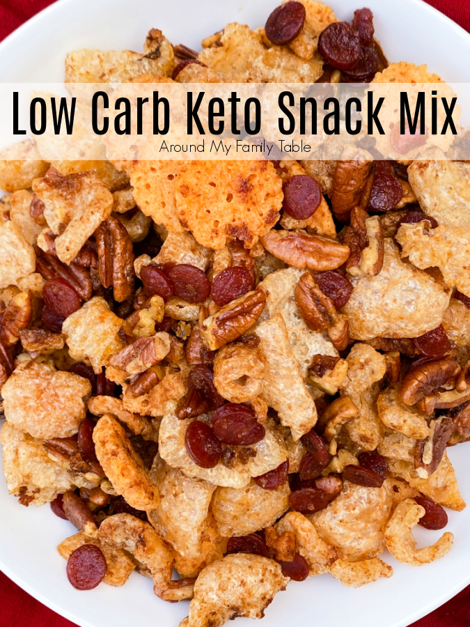 Low Carb Keto Snack Mix in a white bowl