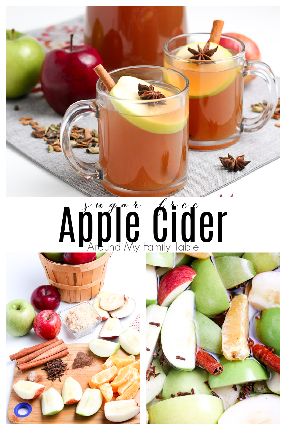 Sugar Free Apple Cider is the best way to warm up on a cool day.  Lots of spices, fresh apples, and your favorite brown sugar replacement makes a delicious fall drink that's perfect for anyone, especially those on a low carb or keto diet or anyone watching their sugar intake.  via @slingmama