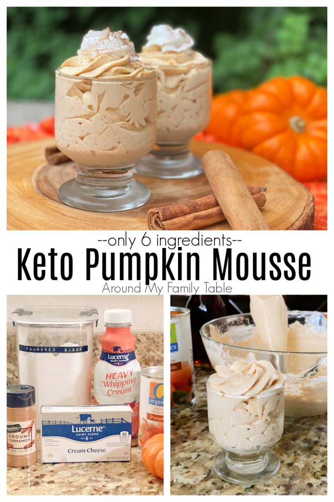 keto pumpkin mousse collage with ingredients