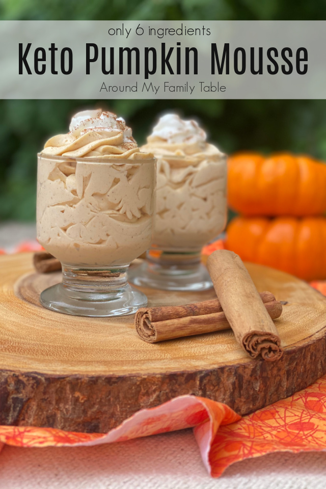keto pumpkin mousse in serving dishes on wood
