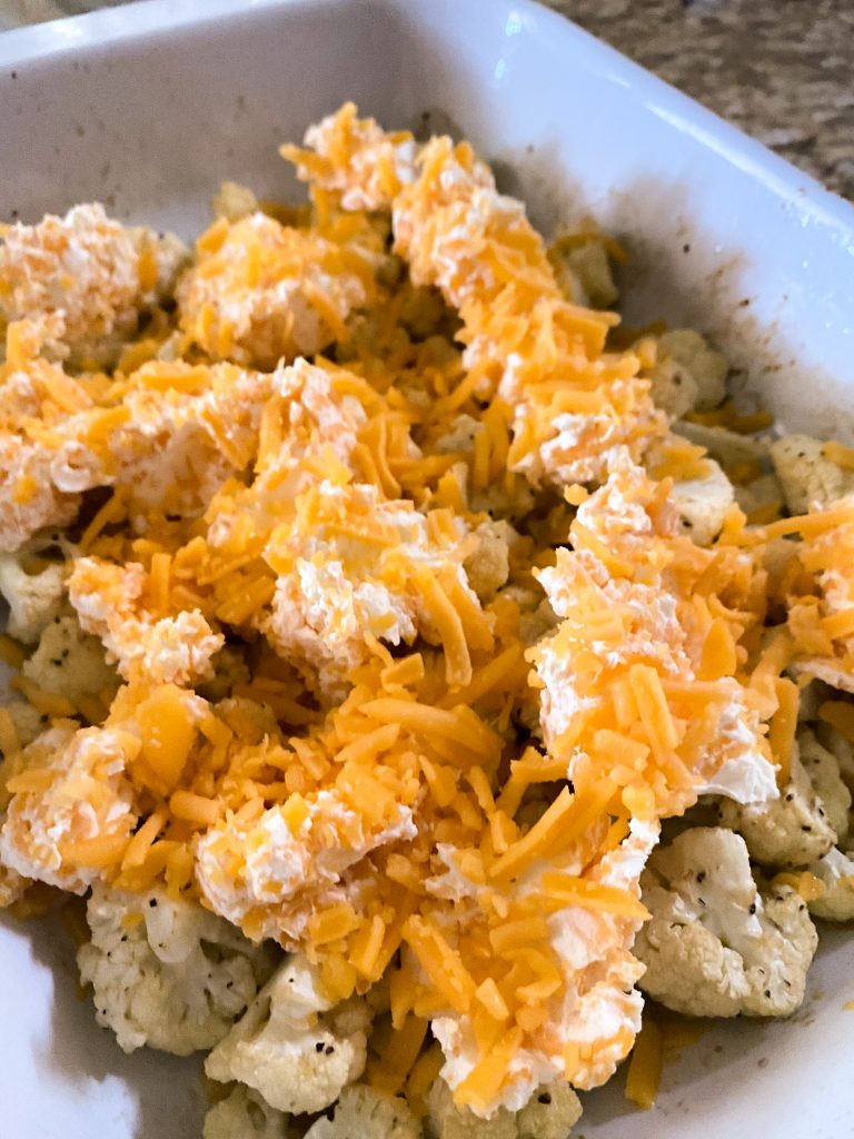 cauliflower and cheese in a baking dish