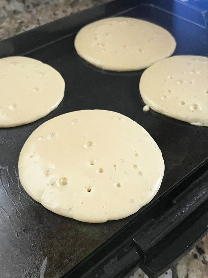 keto pancakes on griddle