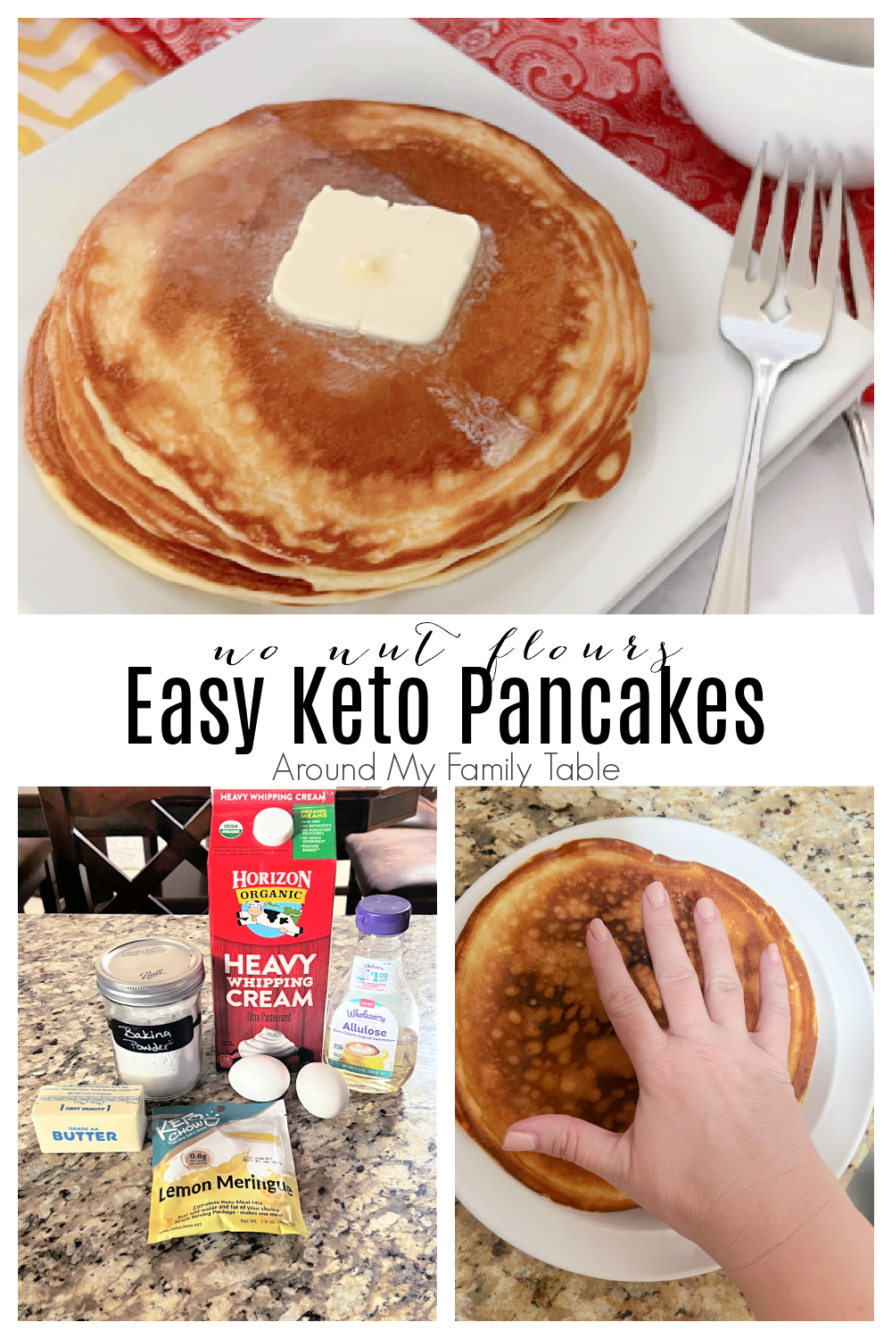 My keto pancakes are made with no flour and just a few simple ingredients. They are so good that you'll want to eat the whole batch and that's totally okay because this recipe makes one serving.  via @slingmama