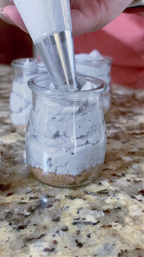 individual serving of keto blueberry cheesecake mousse