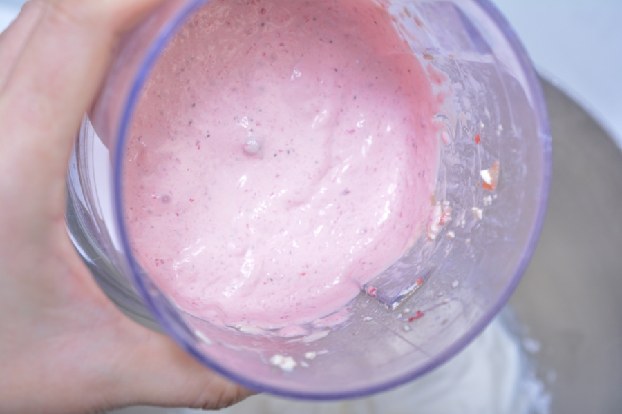 blended up strawberries and cream cheese