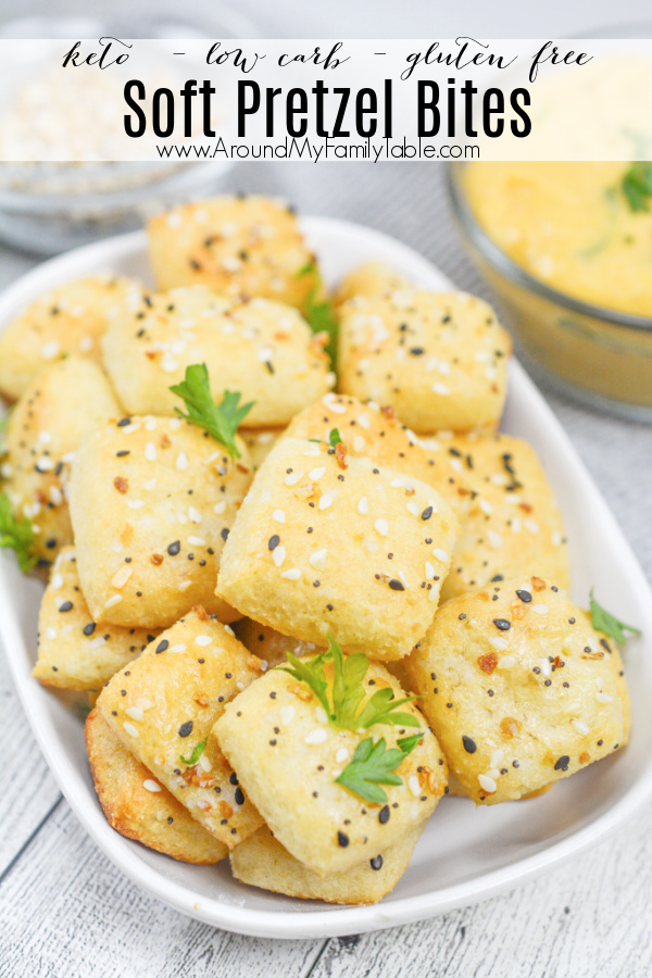 keto pretzel bites in a white bowl