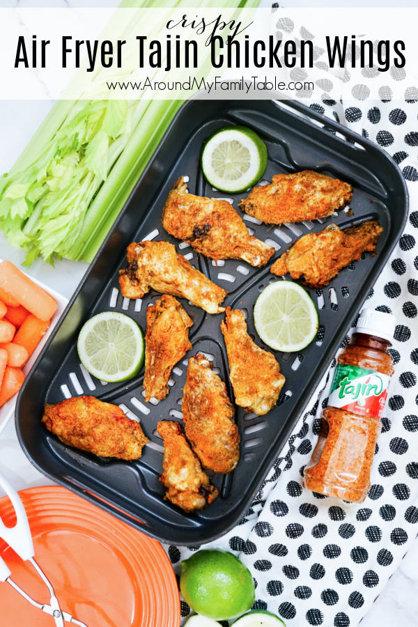 crispy tajin chicken wings in air fryer basket