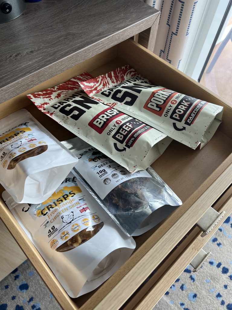 travel food in a drawer