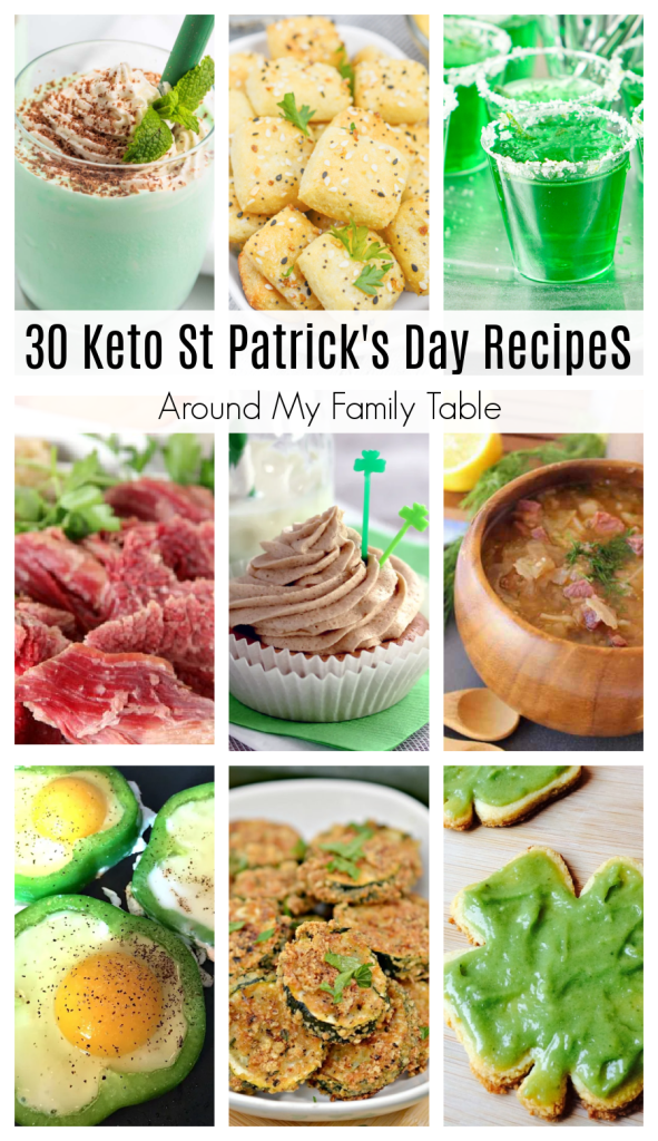 collage of keto friendly st patricks day recipes