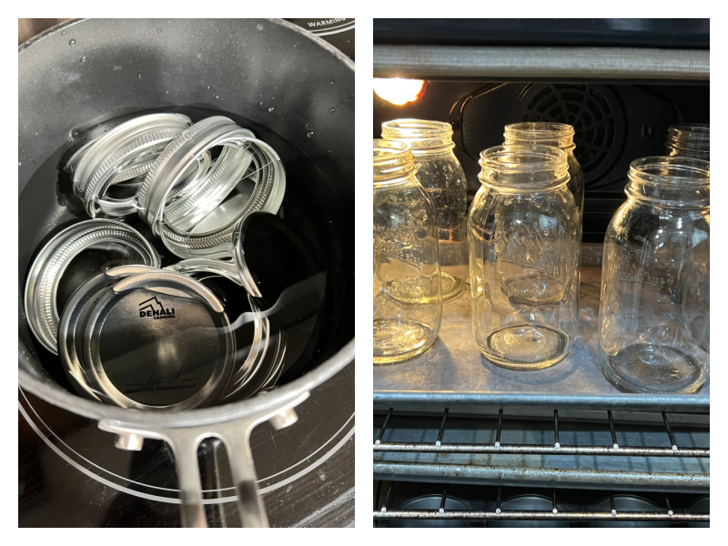 preparing jars and lids for canning