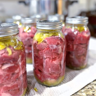 jars of mississippi pot roast before pressure canning