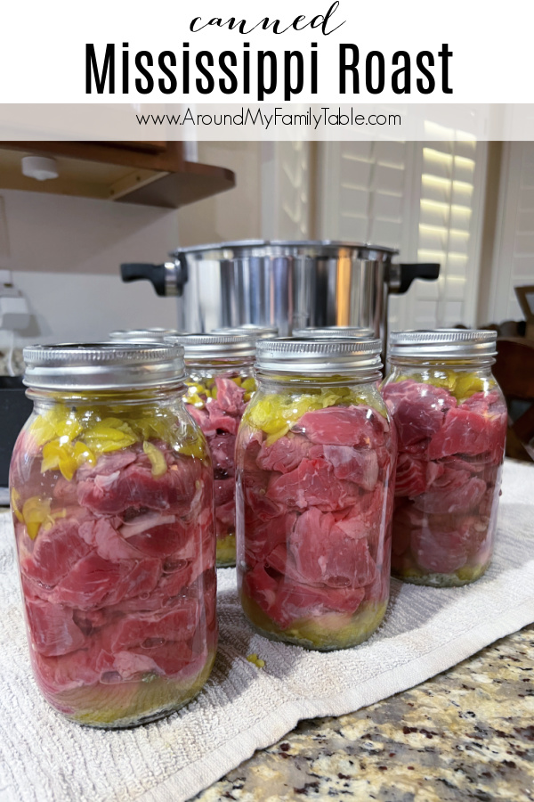 jars of mississippi pot roast before pressure canning